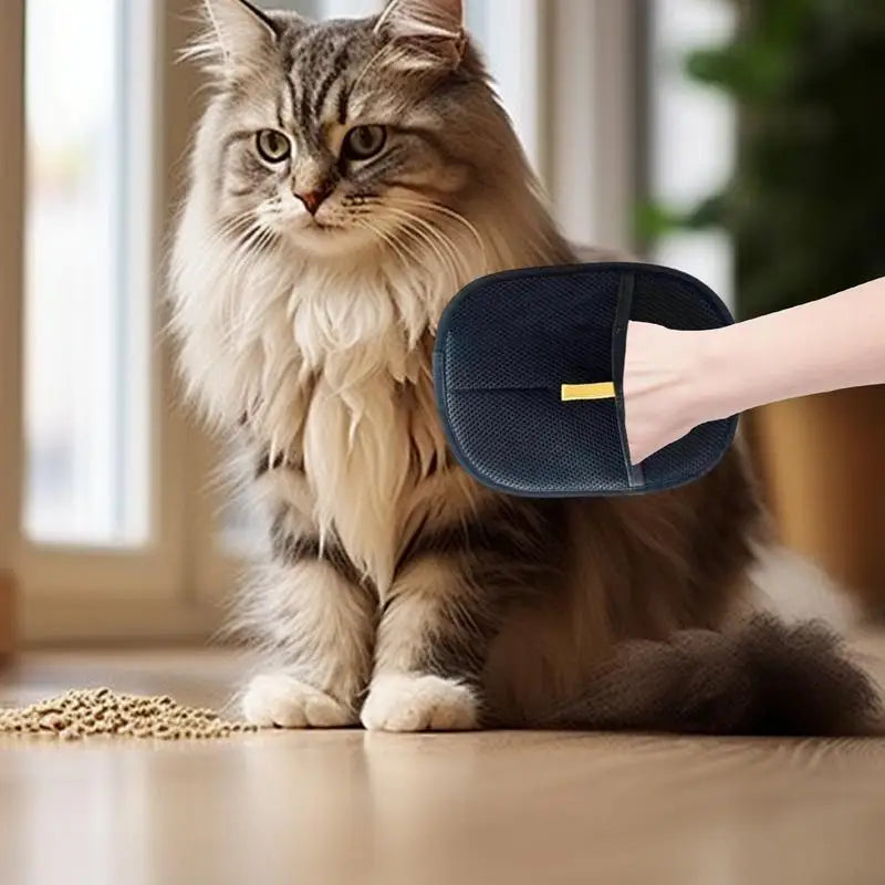 Pet Grooming Gloves Double Sided Pet Brush Gloves Static Dedusting Brush Pet Hair Remover Brush for Small Medium and Large Pets